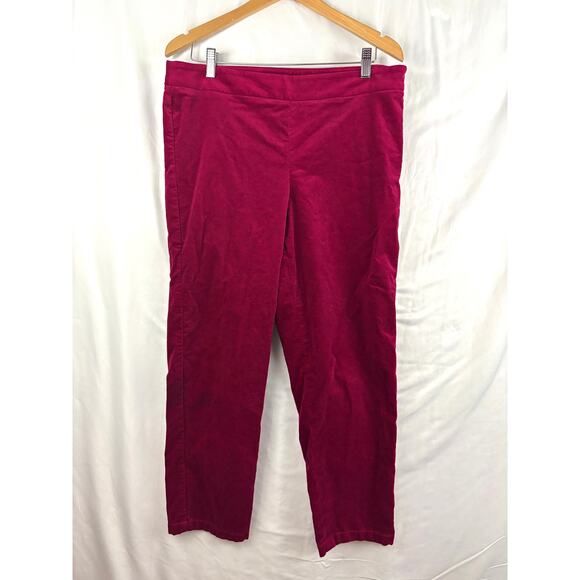 Talbots Burgundy Pink Velvet Dress Pants Sz 12 Curvy Cotton Blend Side Zipper - Picture 1 of 13